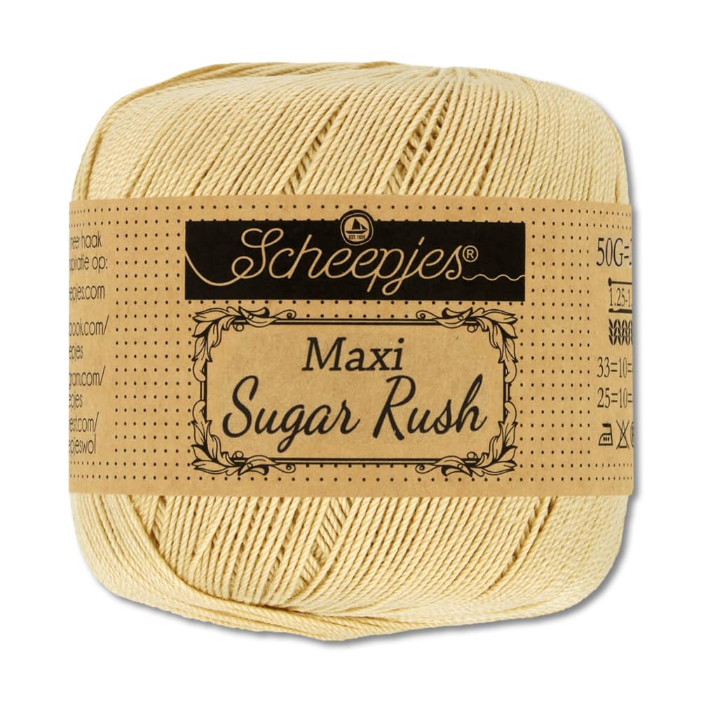 Frida's Wollhaus Scheepjes 50 g Maxi Sugar Rush Crochet Yarn Filet Crochet Cotton 87 Colours (404 | English Tea)