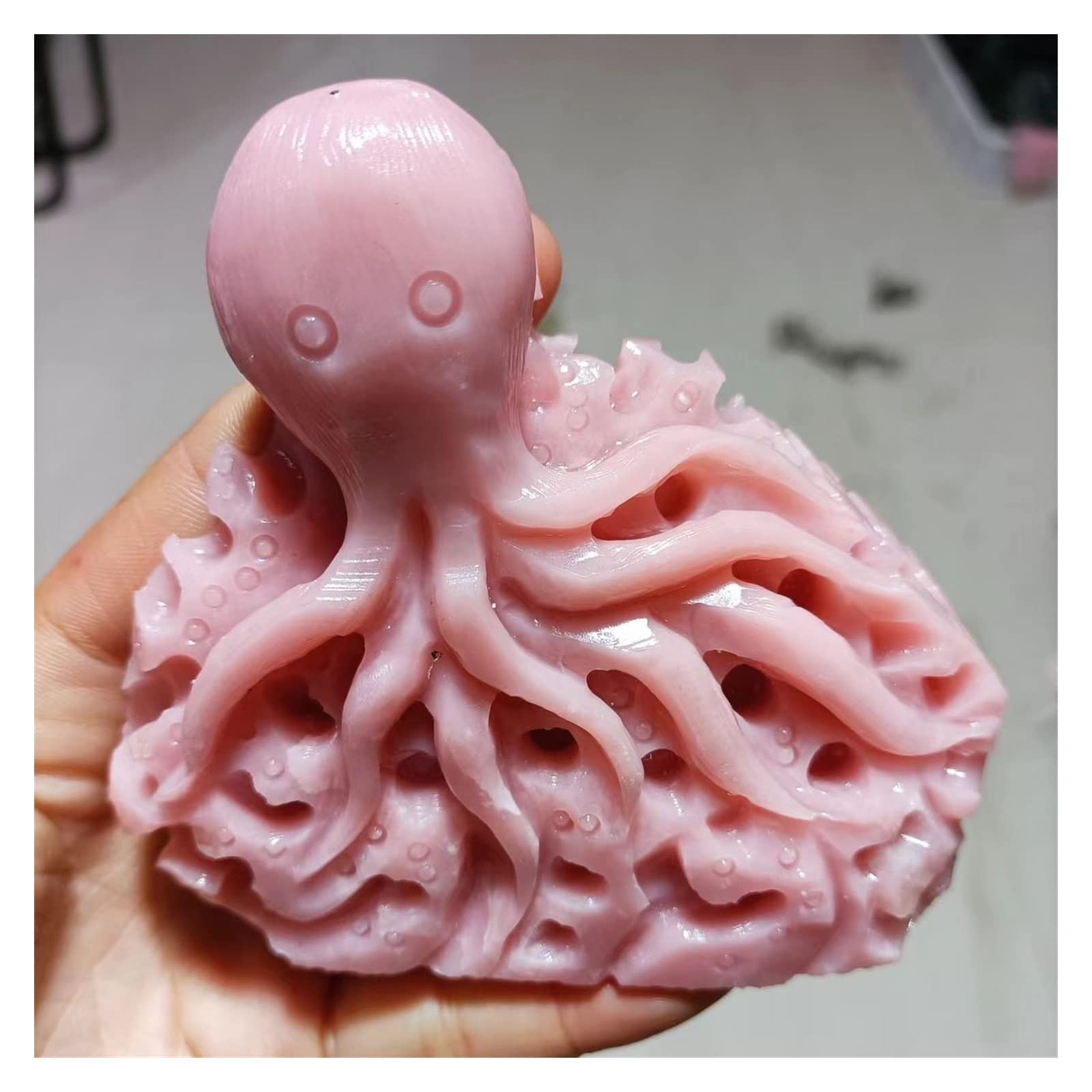 Pulpo Tallado a Mano de ópalo Rosa Natural, Pulpo de Cristal de aragonito de vena Rosa, Figura de Animal Tallada a la Moda, Adornos de Regalo Inicio Colecciones (Size : One Size)