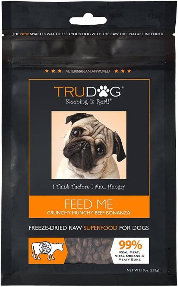 Real Meat Organic Dog Food - Feed Me: Freeze Dried Raw Superfood for Optimal Canine Health and Natural Longevity - All Natural - Balanced Nutrition - No Filters, No Grain - Just Add Water (Beef, 10oz)