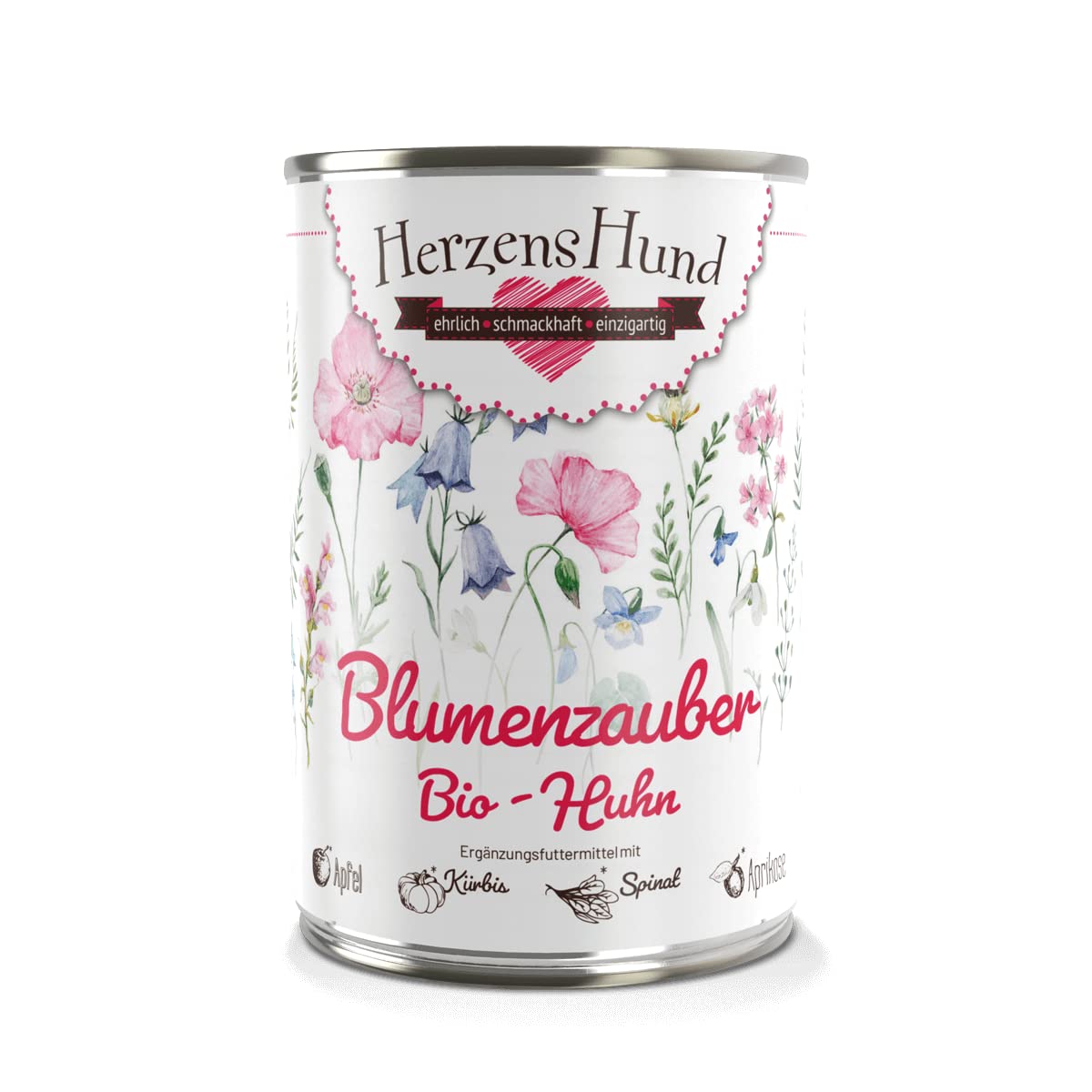 HerzensHund (12 x 400g) | Bio-Huhn Hundefutter mit Bio-Apfel fr  ausgewachsene Hunde | Bio Zertifiziert | Super Premium Nassfutter fr  Erwachsene Hunde | 12er Pack : Amazon.de: Haustier