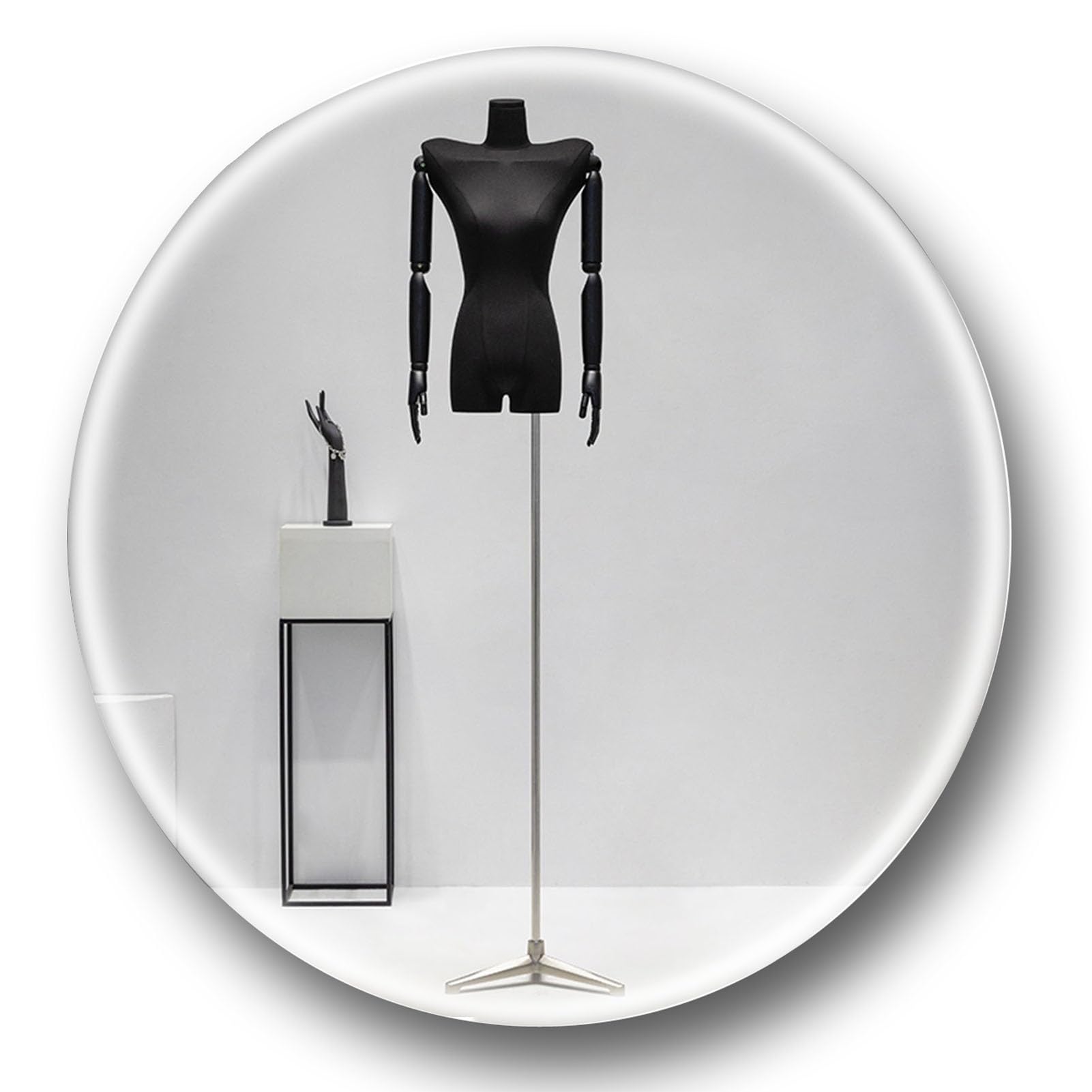 Manichino Sartoriale Busto Donna, Disegno della Spalla Deformata Tailors Dummy Torso Appendiabiti con Bracci in Legno Faggio, Altezza Regolabile 65,7-87,4 Pollici(Silver,B)