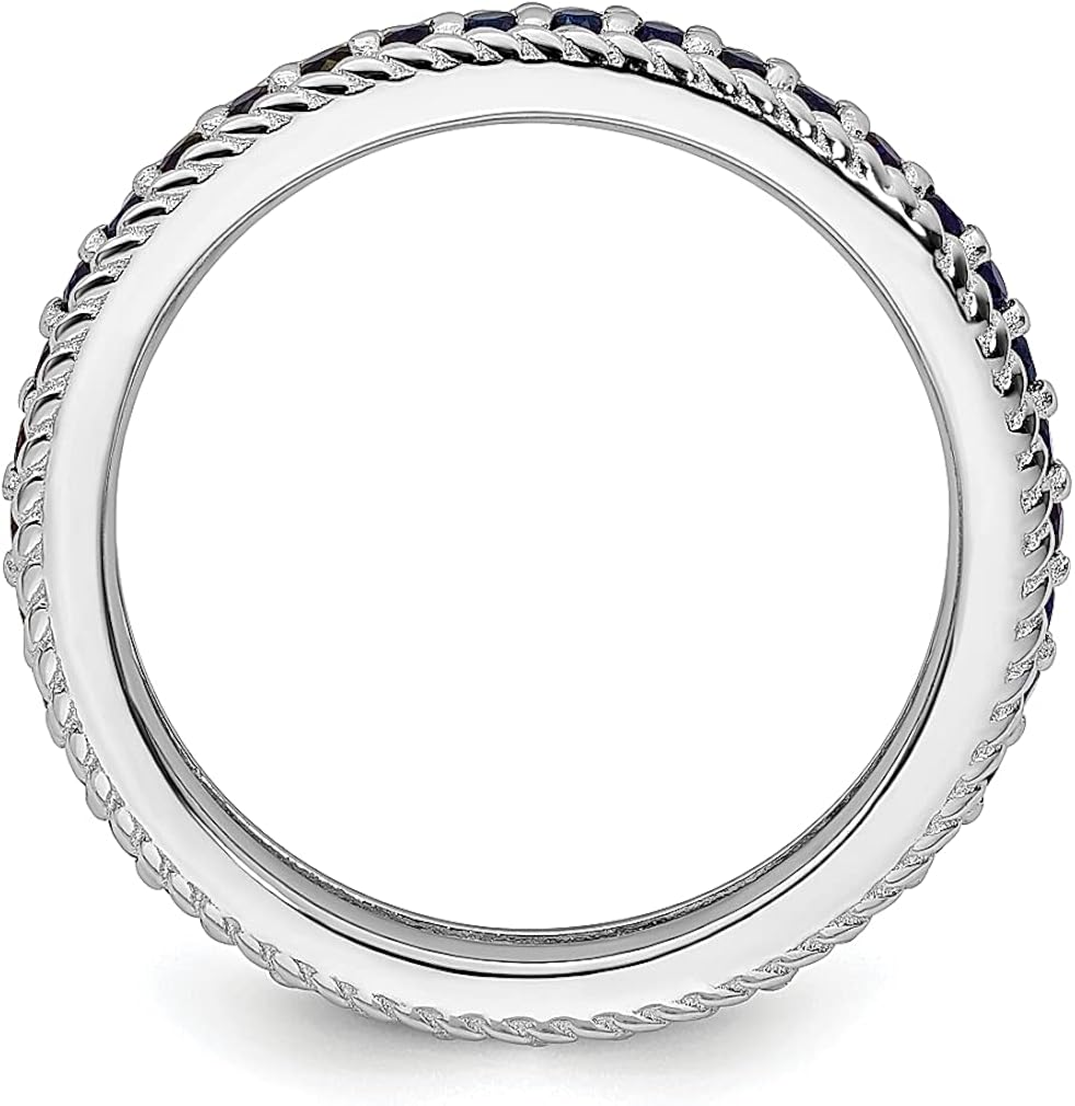 Miniatura 2 de 925 Sterling Silver Created Sapphire Eternity Band Ring Stone Birthstone September Gemstone Stackable Fine Jewelry For Women Gifts For Her
