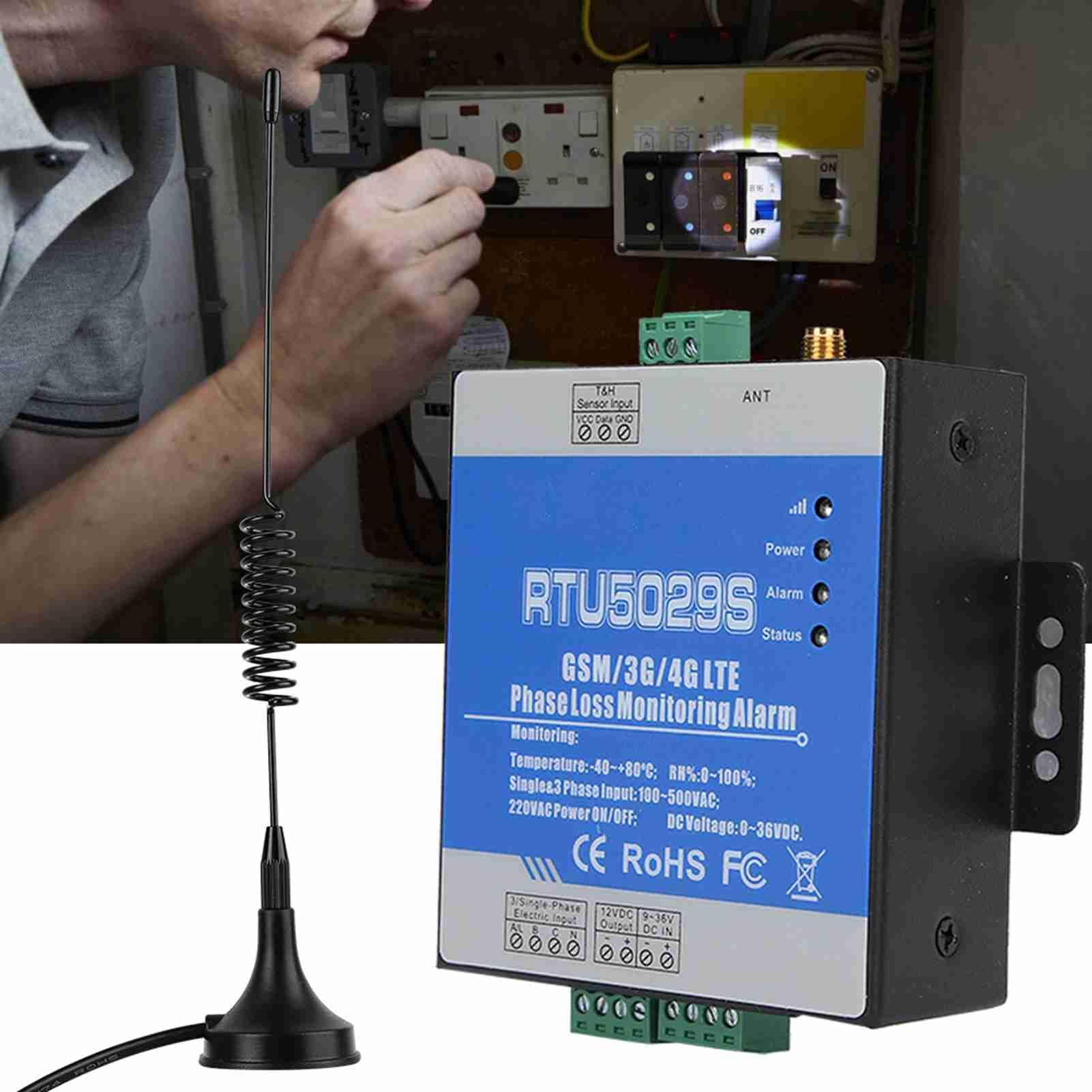 RTU5029 GSM 380 V, Temperatur-Feuchtigkeitsalarm Power RTU5029 3-Phasen-Verlust-Fehlerstatus-Überwachungscontroller 100 240 V