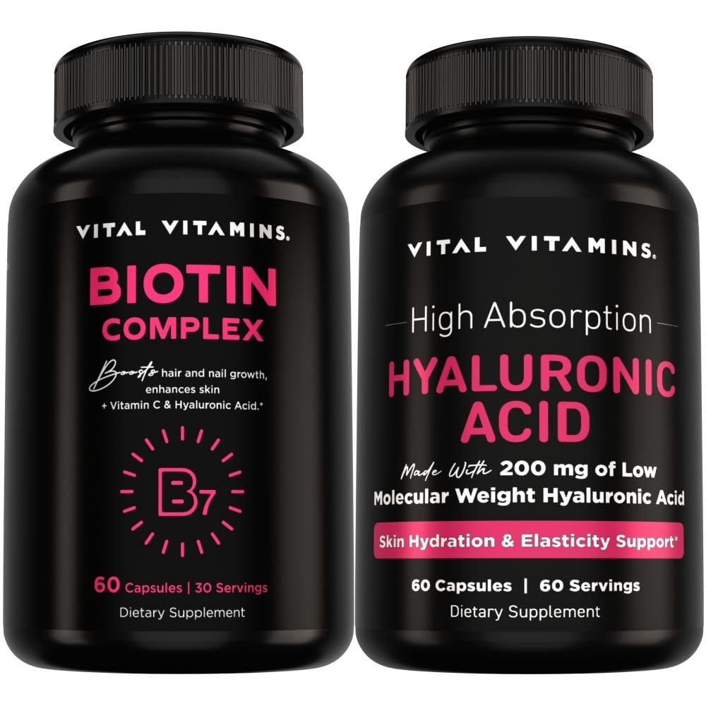 Vital Vitamins Biotin Complex 60 ct + Hyaluronic Acid Capsules 60 ct