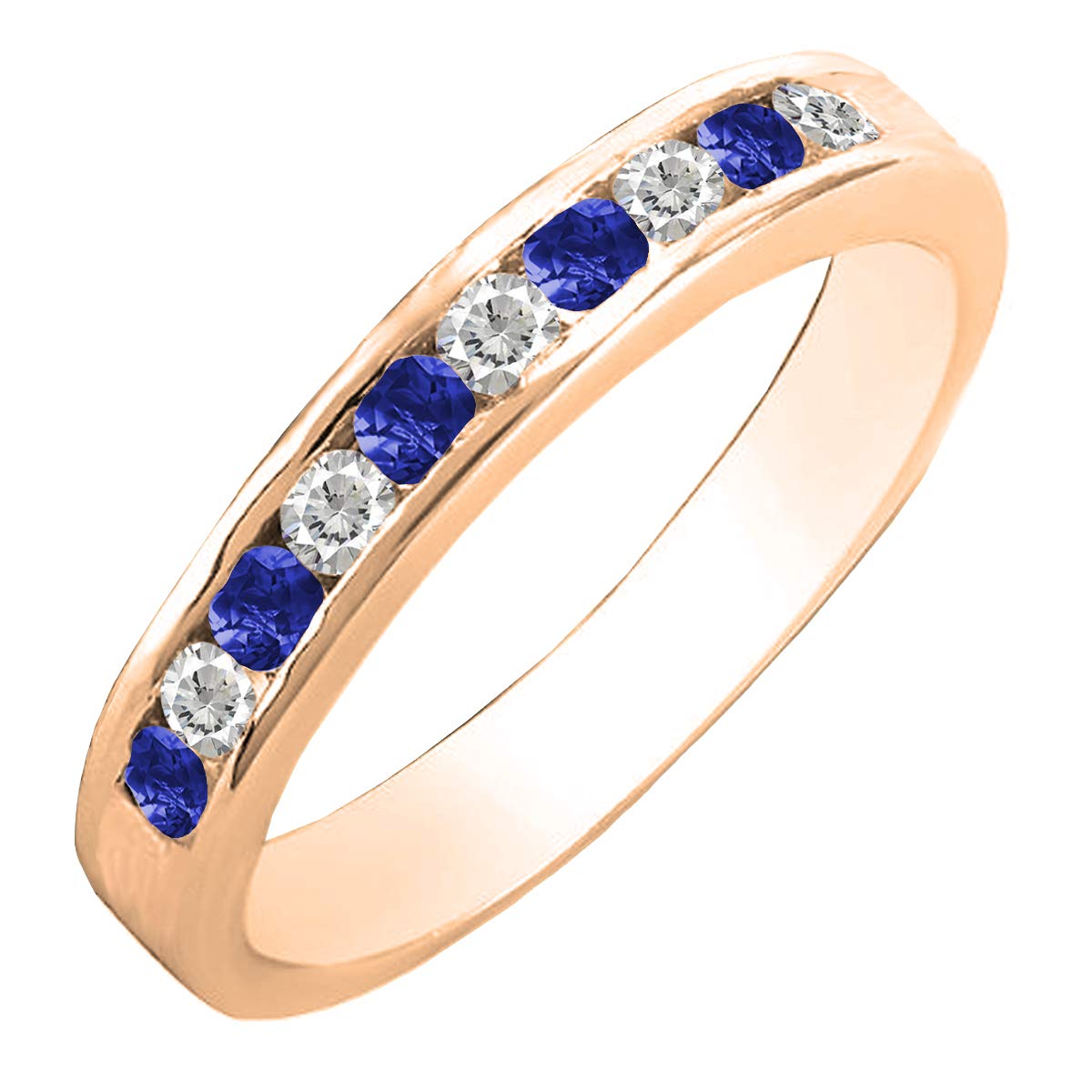 DazzlingRock Collection 10 quilates oro rosa redonda Blue zafiro azul