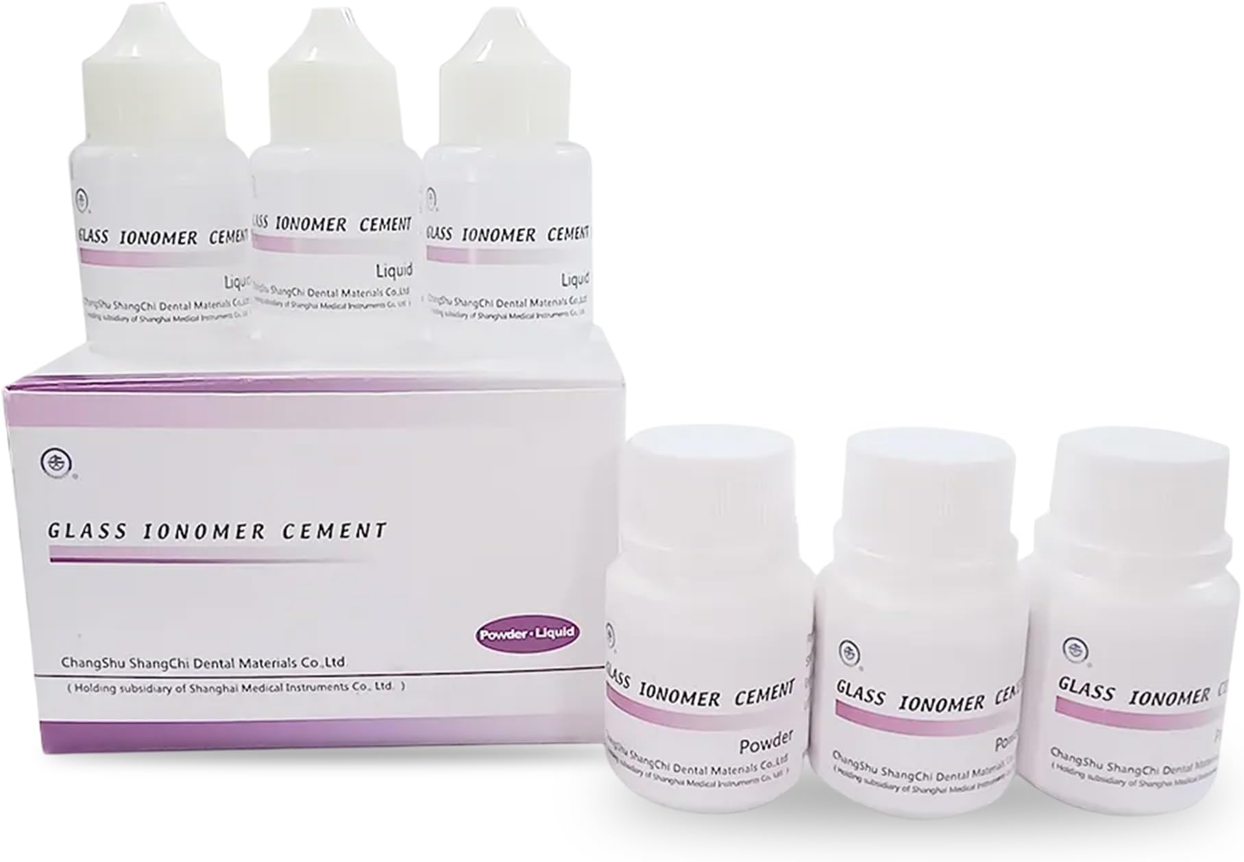 Dental Glass Ionomer Cement GIC Pack of 3 Powder and 3 Liquid Bottles Radio Opaque Strong Bonding Restorative Dental Material for Filling Luting and Clinical Use