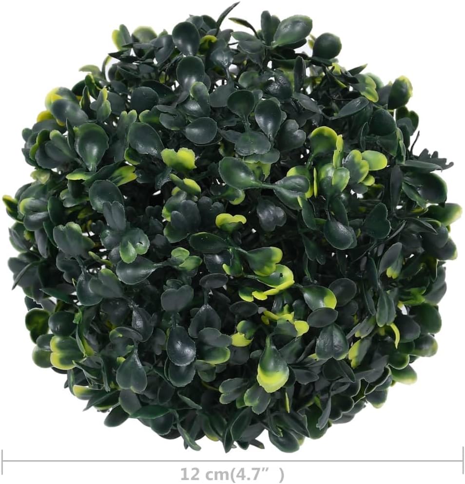 vidaXL Artificial Boxwood Balls - Set of 4, 4.7" Diameter Polyethylene Green Boxwood Balls for Indoor/Outdoor Decor, Perfect for Garden Landscaping & Home Interior Decor