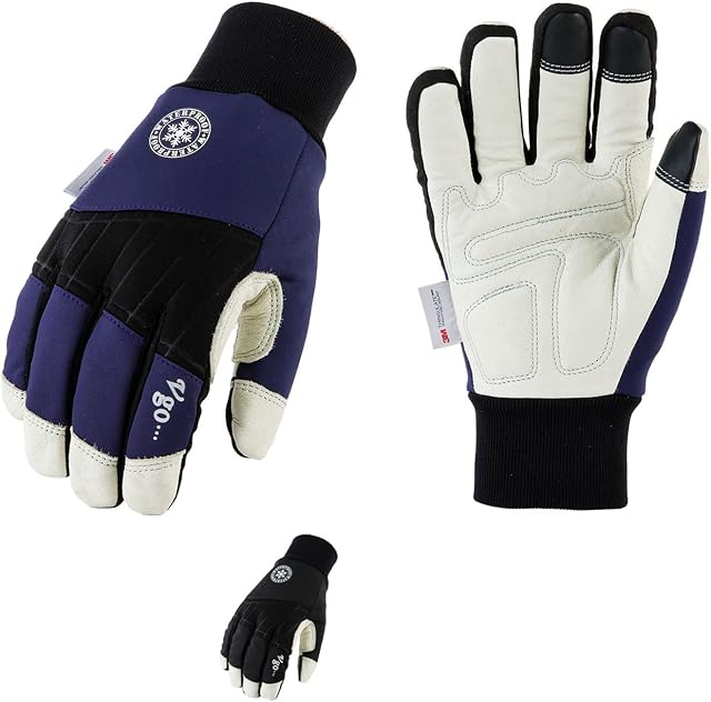 Vgo... 2-Pairs 32 or above 3M Thinsulate C40 Lined Winter Premium Pigskin Leather Waterproof Work Gloves (PA1015FW)