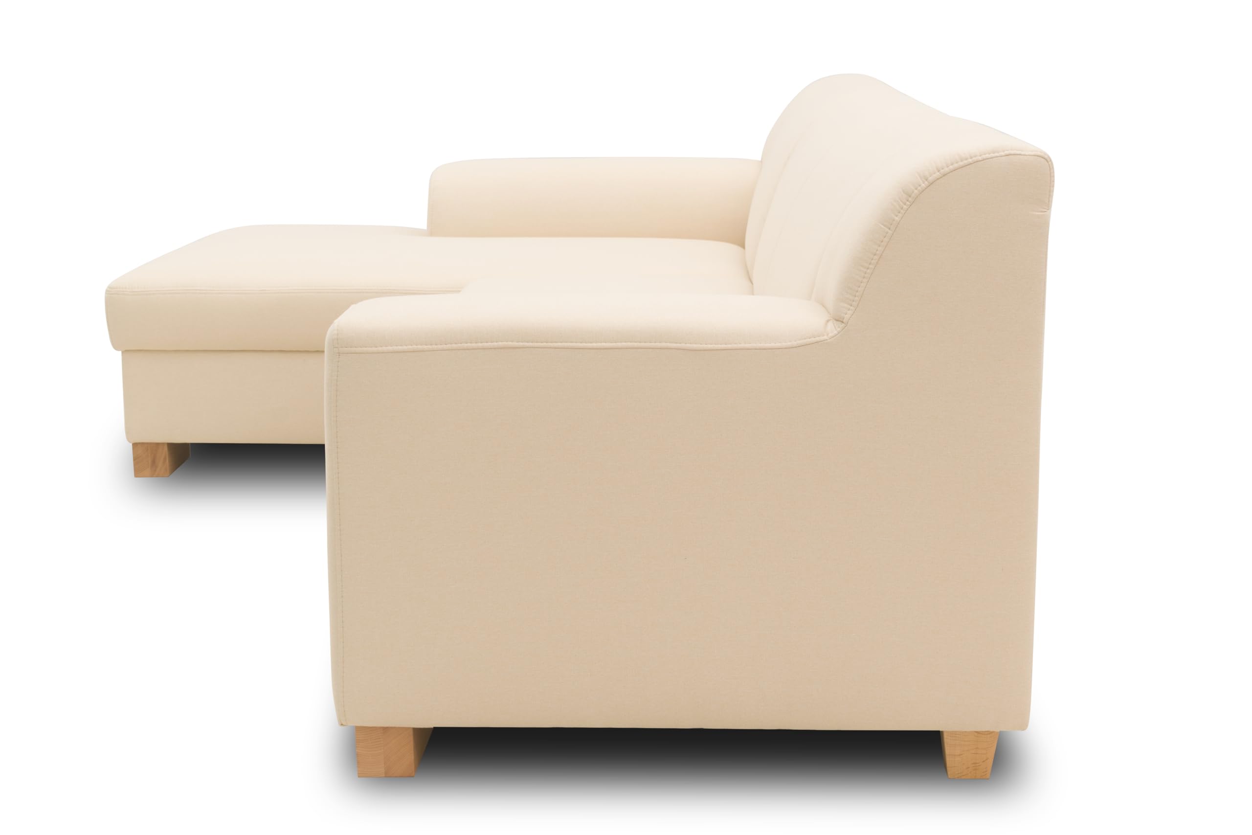 DOMO. collection Tinos Petit canapé-lit d'angle Convertible en Forme de L avec Fonction Convertible, canapé d'angle rembourré, 273 x 157 x 74 cm (l x p x h), Beige