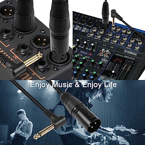 QIANRENON 90 Degree Angle TS 6.35mm to XLR Unbalanced Cable Adapter TS 1/4 Right Angle Male to XLR Male Audio Extension Cable - Image 3