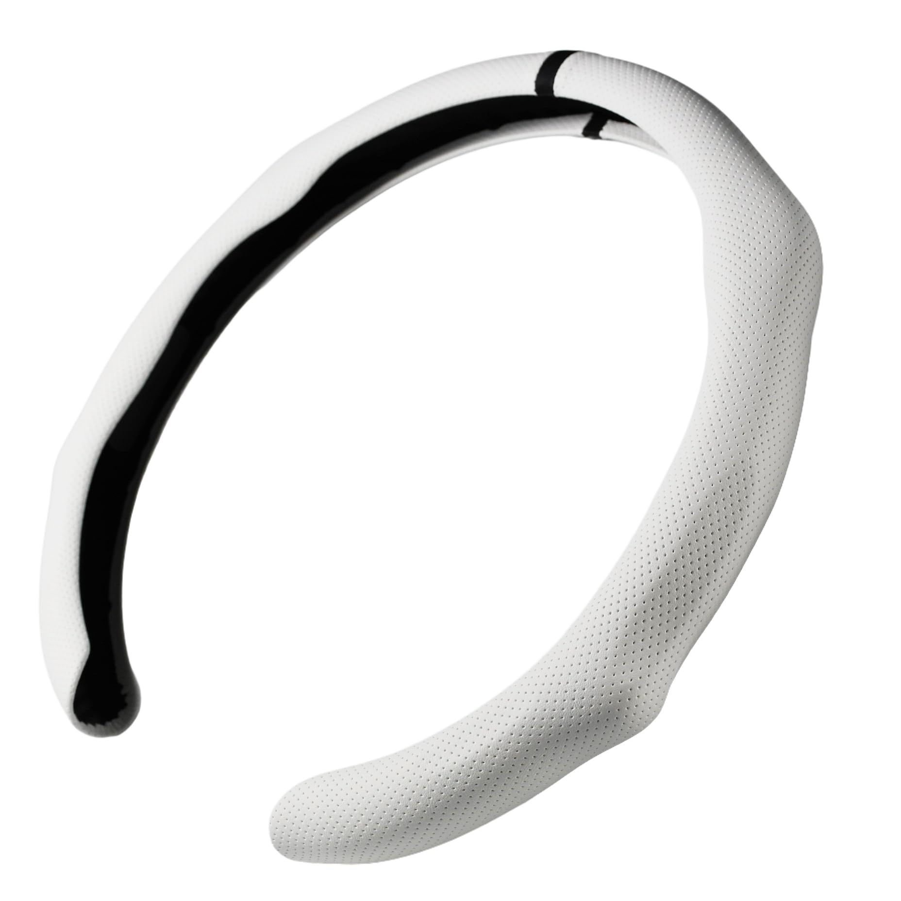 PartsTo Quick Install Sporty White Perforated Nappa Leather Steering Wheel Cover
