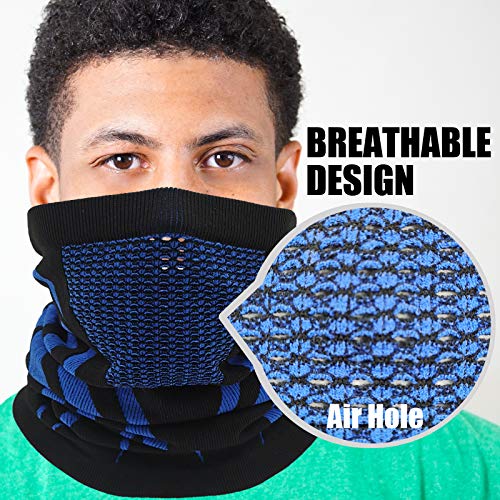 Winter Neck Warmer, Neck Gaiter Face Mask Scarf for Men Women Cold Weather Skiing Running Cycling Breathable Windproof (Blue)
