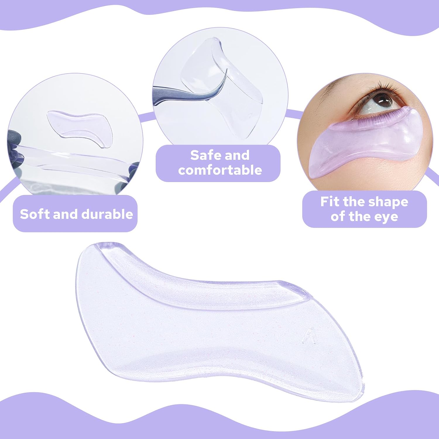 Libeauty Self-Adhesive Lash Lift Shields, 6 Pcs Lower Eyelash Lift Pads for Lifting and Curling, Silicone Lash Rods for Upper Eyelash Perm and Color, Reusable for Salon & DIY Use