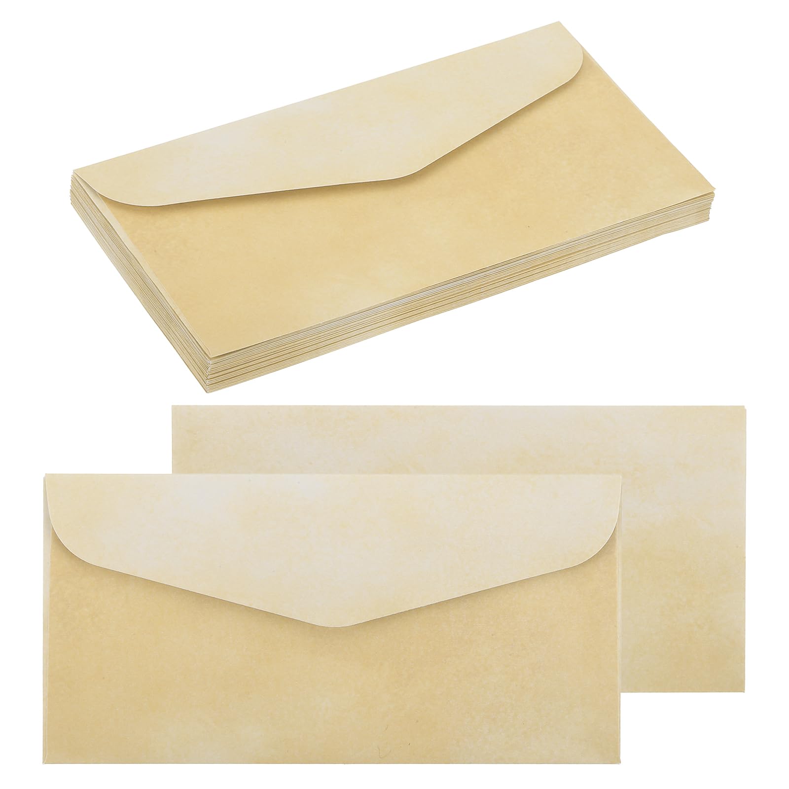 sourcing map 24 Packs Envelopes Vintage Stationery Aged Paper Golden Yellow Stationery Old Fashion Paper for Letter Writing, Invitations, Wedding-9 x 4 Inch
