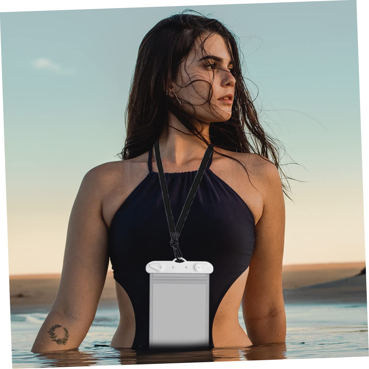 Uonlytech Waterproof Phone Case for Women Compact Lightweight PVC Material for Underwater Beach Desert Activities