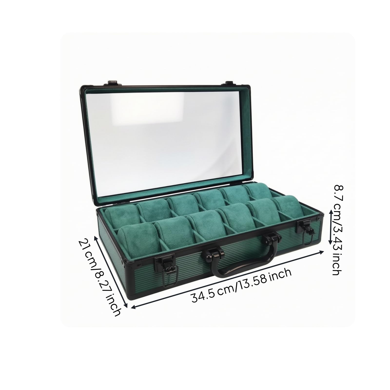 Valigetta per Orologi Compatta, 12 Slot Verde