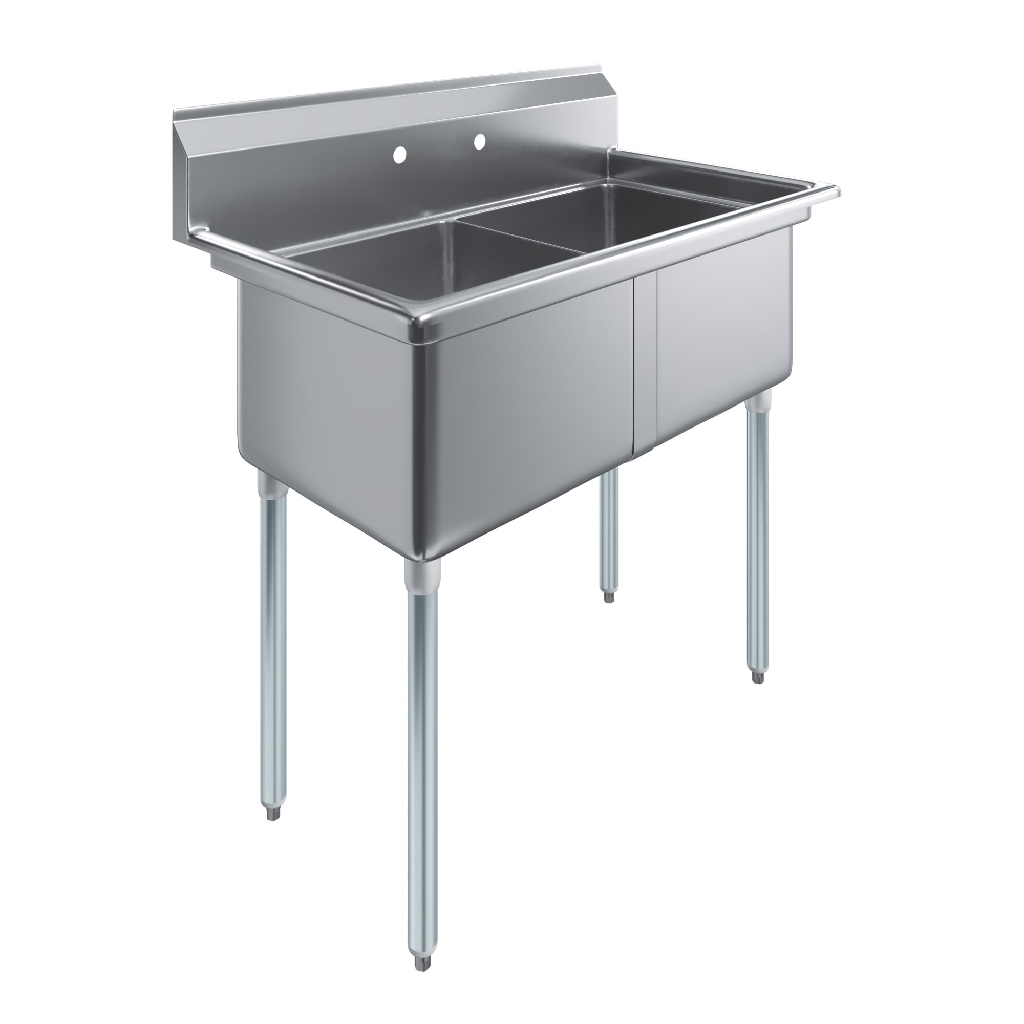 Two Compartment Stainless Steel Commercial Kitchen Prep & Utility Sink | Bowl Size 18