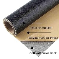Vista 2 de MAYNUO Parche de reparación de cuero sin olor negro para sofás, 19 x 50 pulgadas, grande, autoadhesivo, retapizador, kit de parches para sofá
