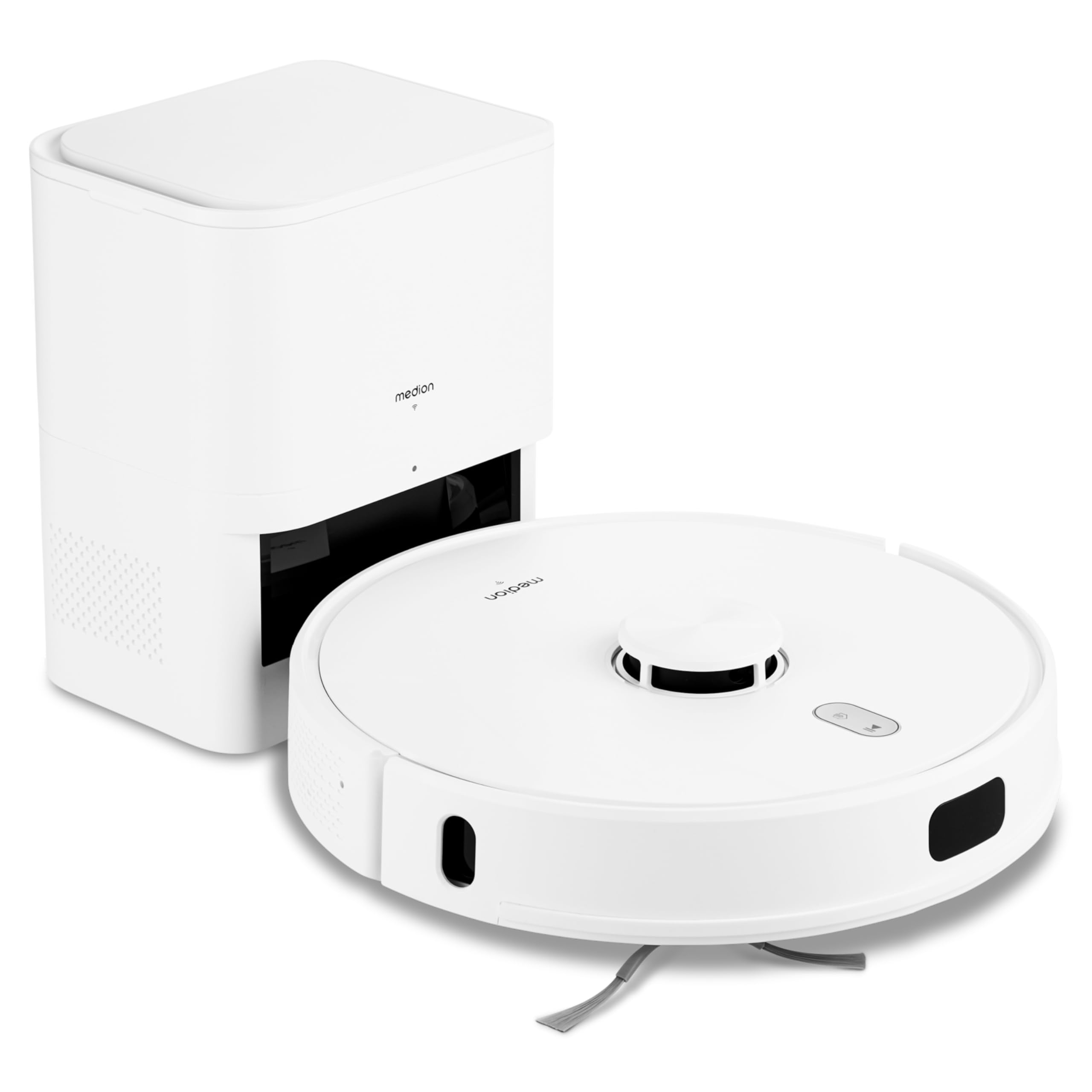 MEDION Absaugstation für Saugroboter X41 SW (2 Liter Fassungsvermögen, Automatisches Entleeren & Starke Saugkraft, MD 12035)