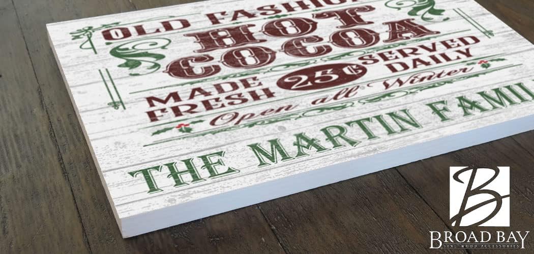 Old Fashioned Hot Cocoa Christmas Holiday Sign SOLID WOOD - Custom Rustic Vintage Style Holiday Decoration