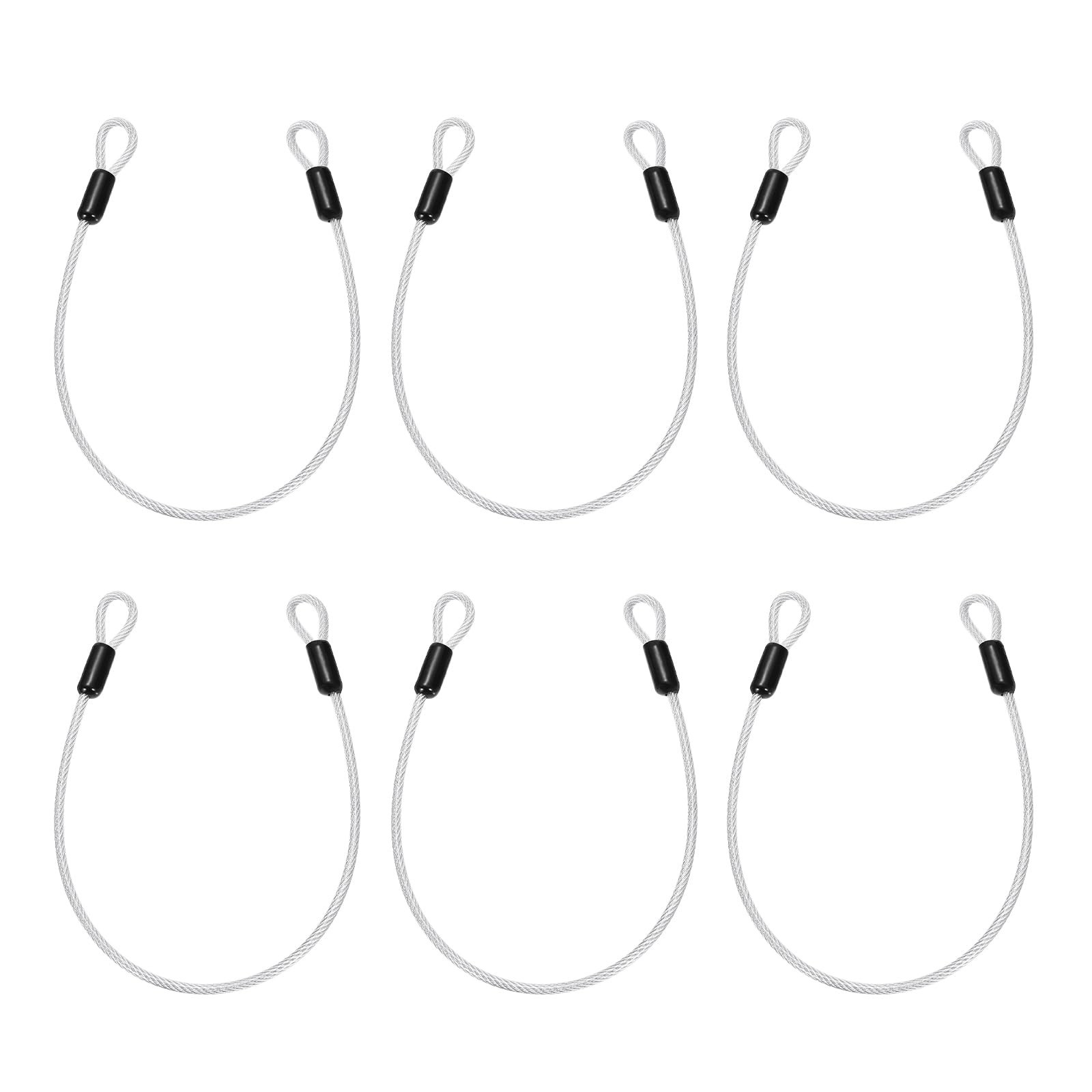 PATIKIL Security Cable Lock (5mm x 50cm, 1.6ft 132lb Load Capacity, Clear)(6 Pcs) Vinyl Coated Stainless Steel Flexible Wire Rope Safety Cable Luggage Lock with Double Loops — image 1