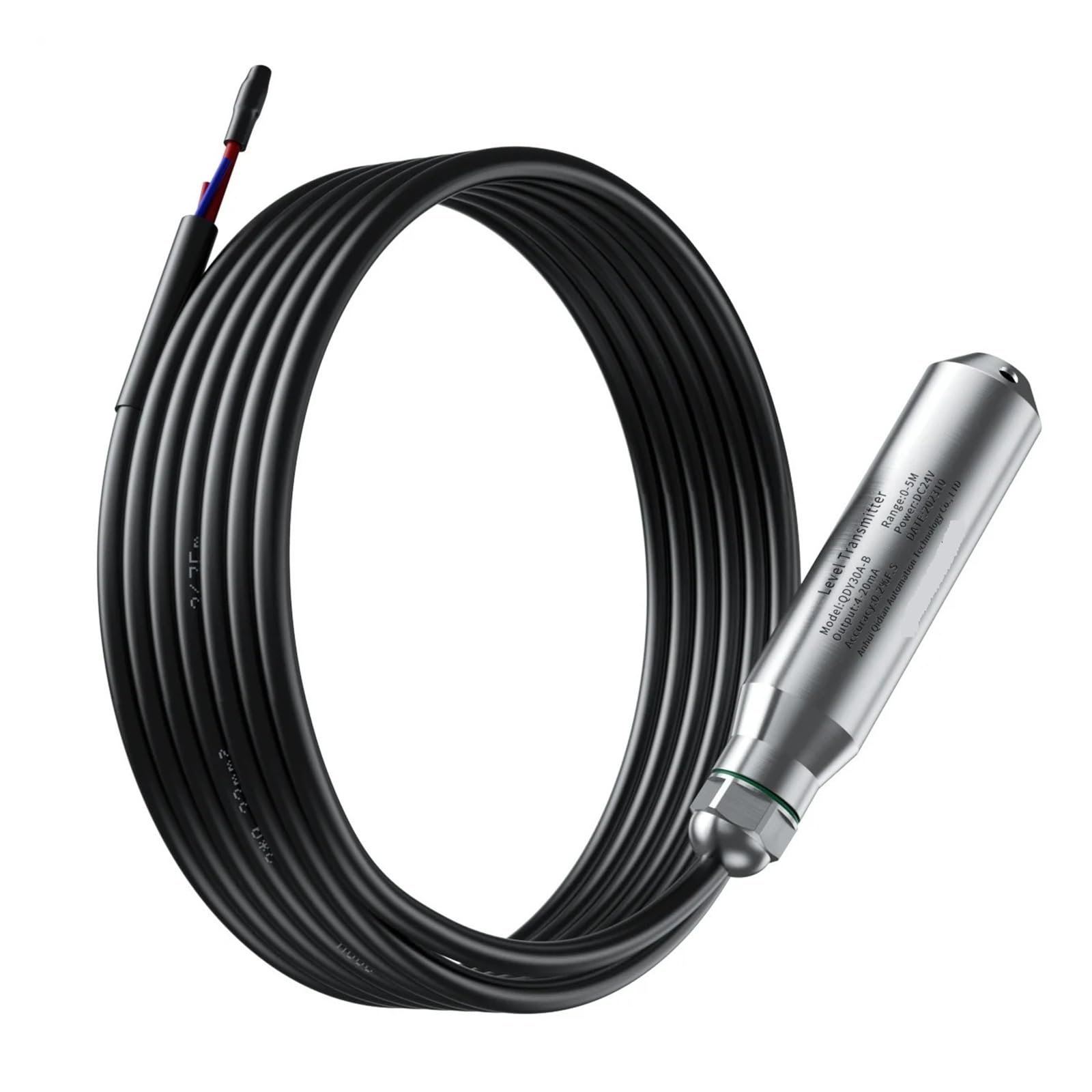 Sensor de nivel agua 4-20 mA 0-10 V 0-5 Salida RS485 0-500 m Cable 304SS Transmisor líquido Anti-flexión(15m range 20 m cable,4-20mA)