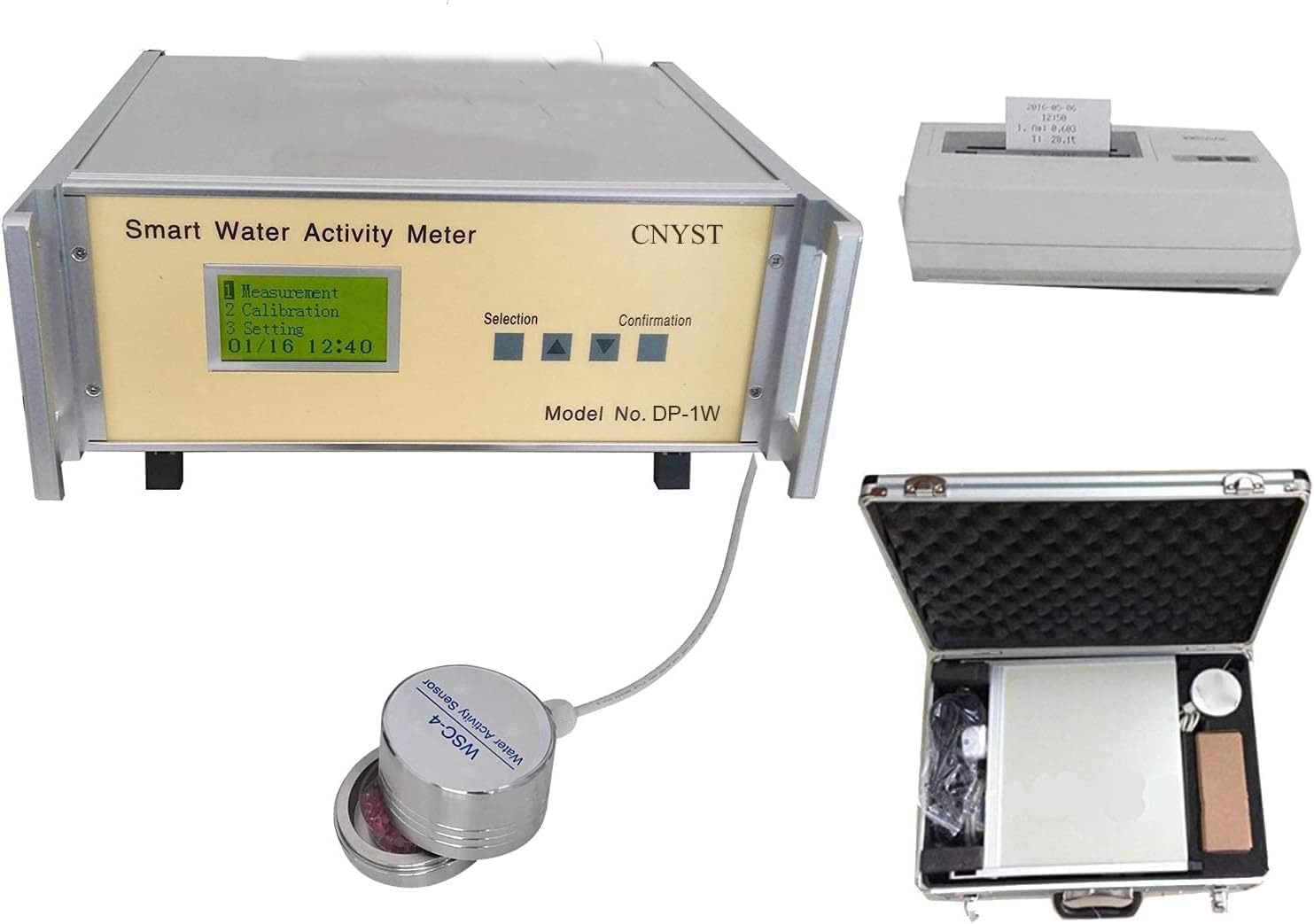 CNYST Benchtop Water Activity Meter Lab Water Activity Tester with Printer Measuring Range 0 to 0.980aw Measurement Accuracy ±0.015 Repeatability ?0.015 Large-screen LCD Display