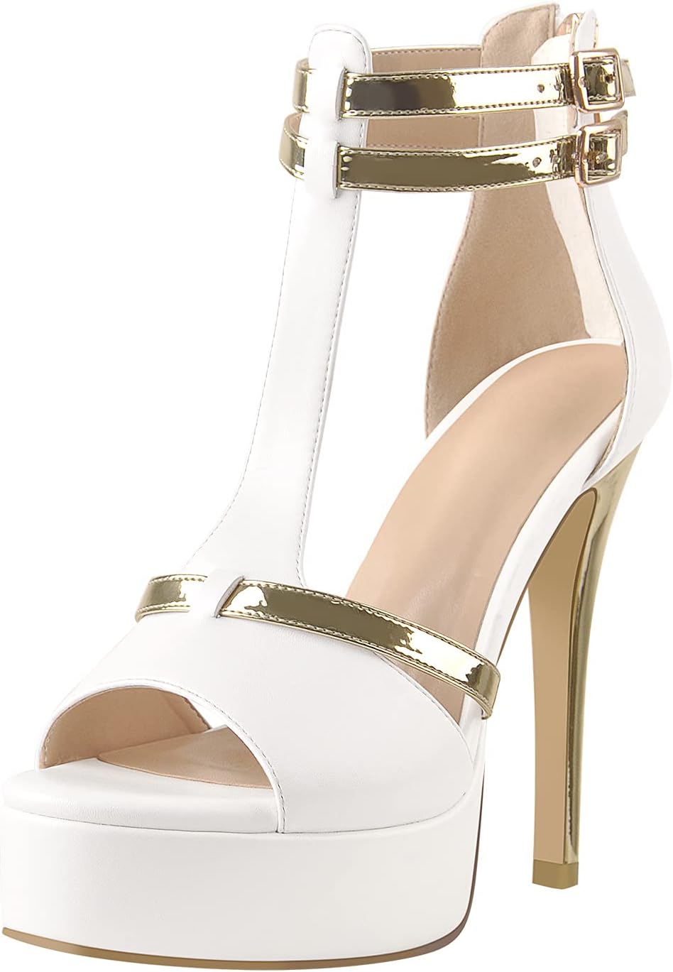 Platform Stiletto High Heels for Women, Round Open Toe Ankle Strap Sexy Heeled Sandals for Wedding Party Dress - Image 2