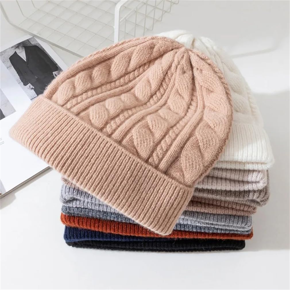 Berretto Invernale Lavorato A Maglia per Donna, Morbidi E Caldi, Unisex, in Lana,Navy-One Size