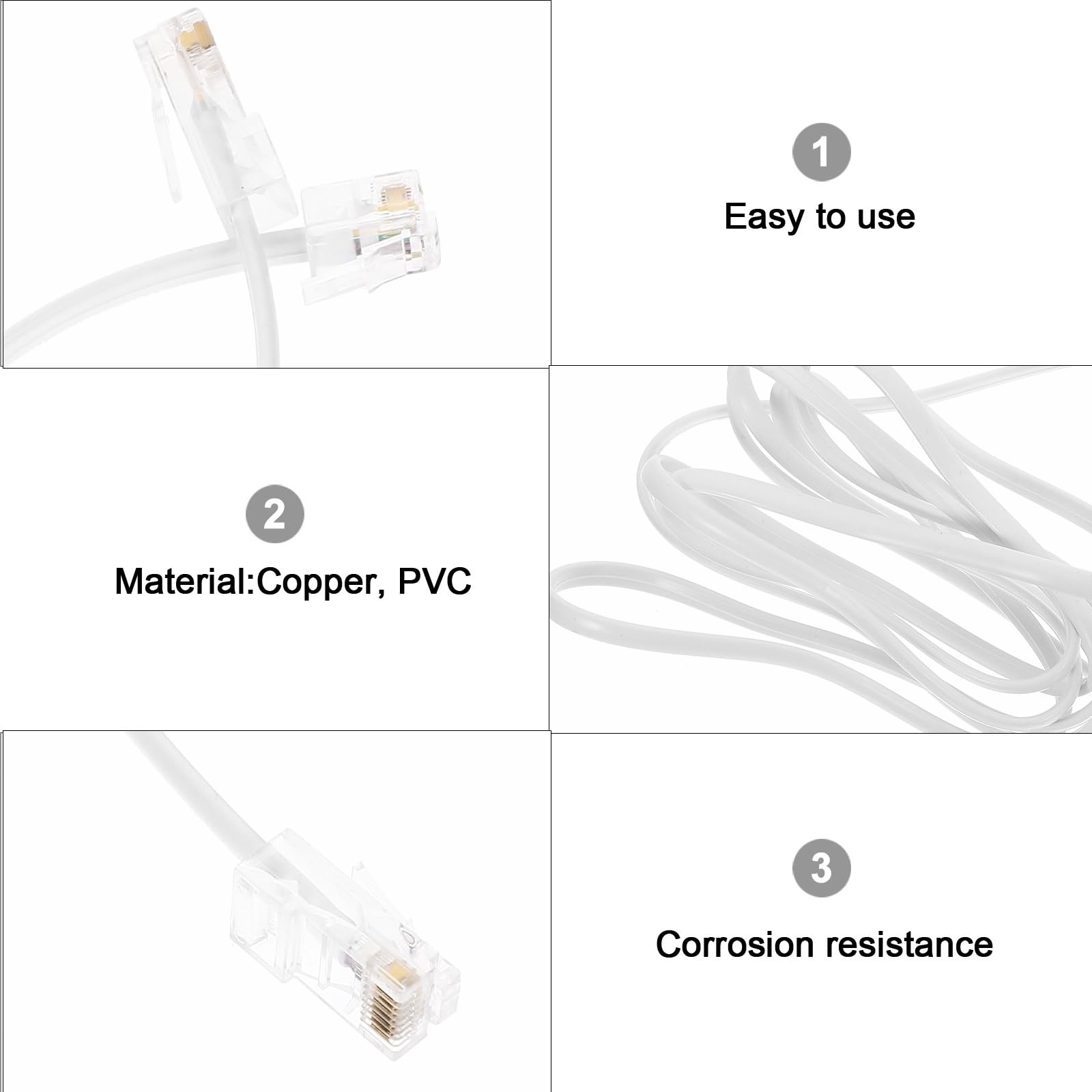 ifundom 2Pcs Telephone Extension Cord Phone Cable Line Wire 5.57 Feet Long  with RJ11 Plug 8P8C Telephone Landline Extension Cable Line Wire Connector  : Amazon.com.au: Electronics