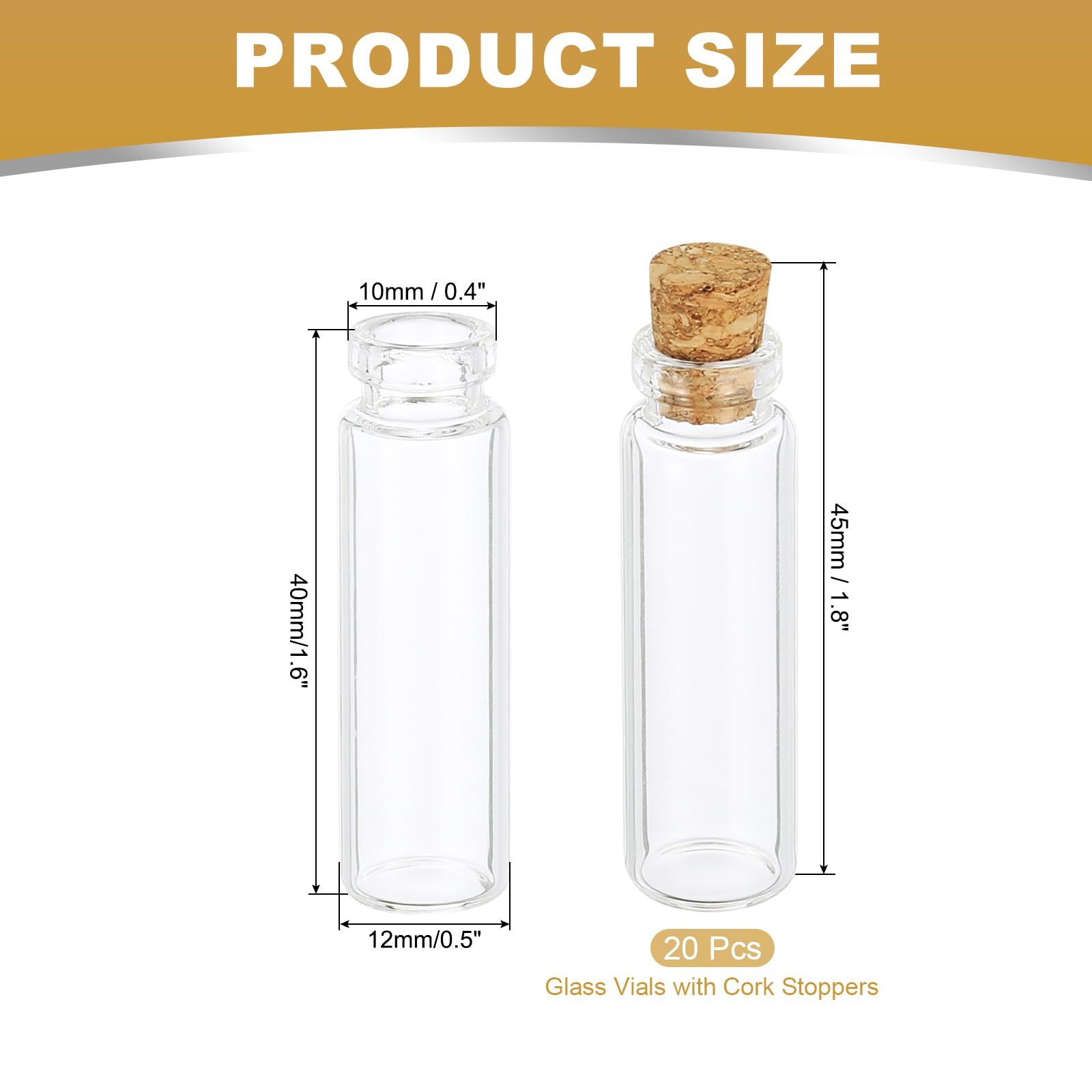PATIKIL 3ml Piccole Bottiglie di Vetro Vial, 20Pcs Mini Bottiglie Trasparenti Vetro Barattoli Vuoti con Tappi di Sugo Piccoli Contenitori Vial per Polvere Crema Artigianato