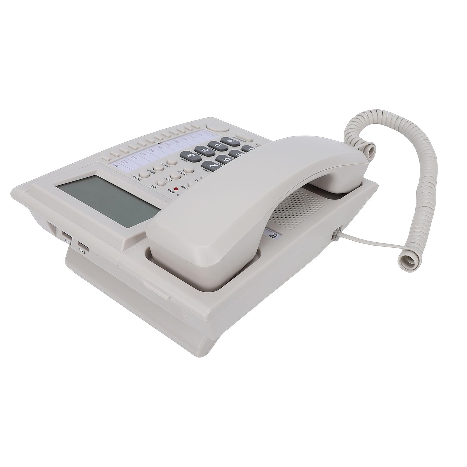 GOWENIC Telefono con Filo con ID Chiamante con Pulsante Grande |Altoparlante Vivavoce con Display a 16 Cifre, Sveglia, Telefono da Scrivania per l'ufficio di Casa, Hotel