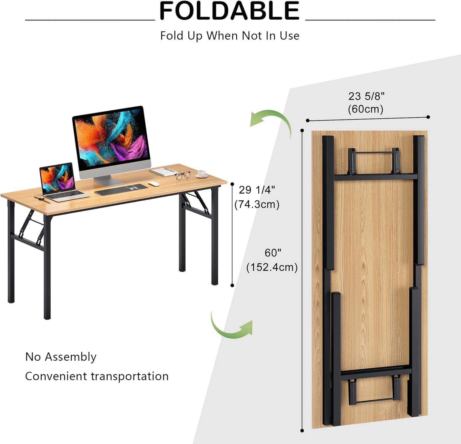 sogesfurniture Computer Desk Office Desk 59.8Inch Folding Table Laptop ...