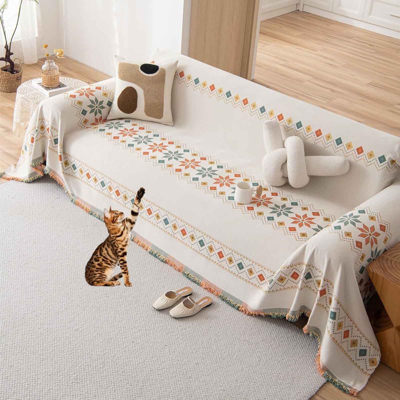 Large XXL Sofa Blanket, Blankets for Large Sofa, Chenille Plaid Sofa Extra Large, Non-Slip Multipurpose Bedspread for Sofa