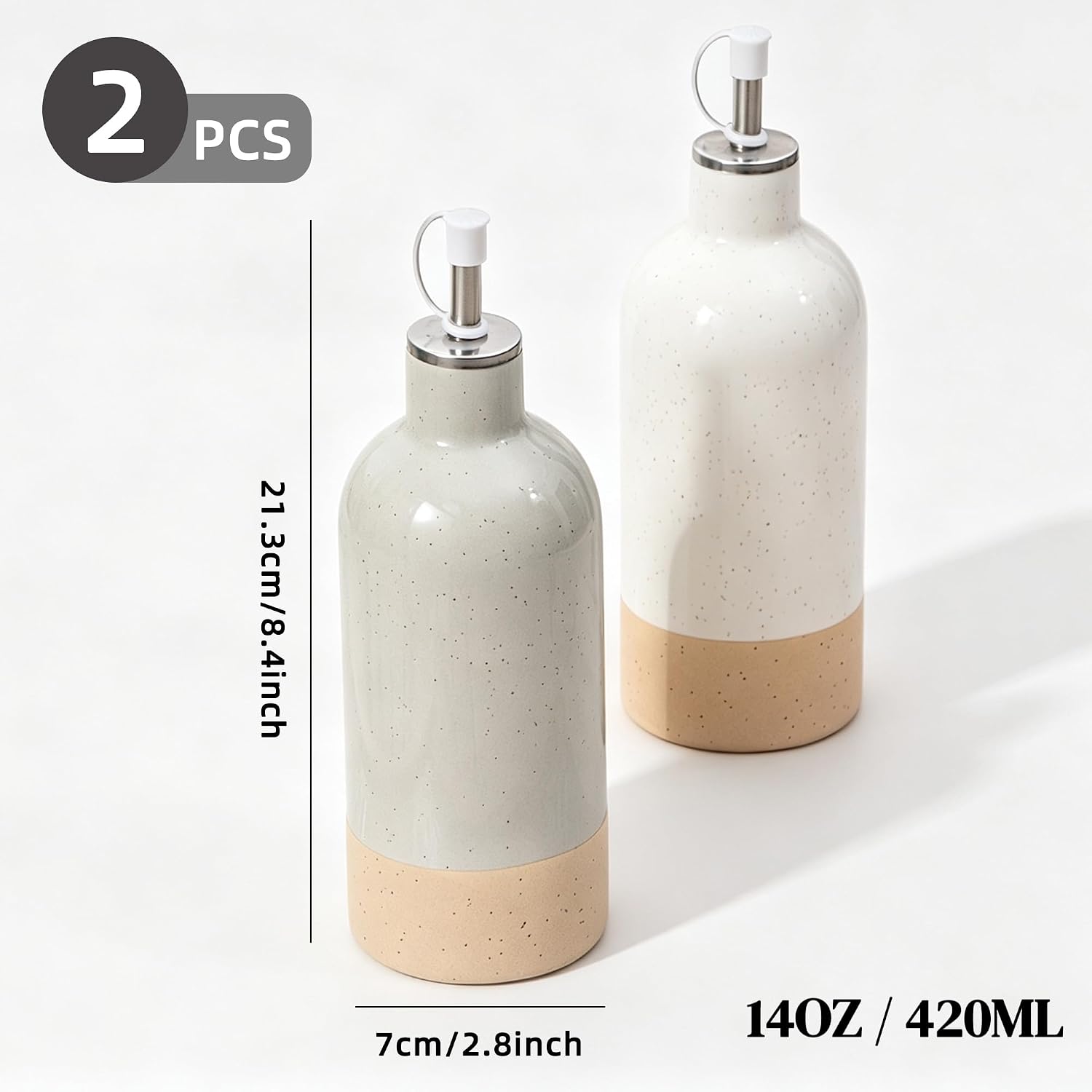 Ceramic Oil & Vinegar Dispensers, Olive Pattern, 14OZ, Set of 2