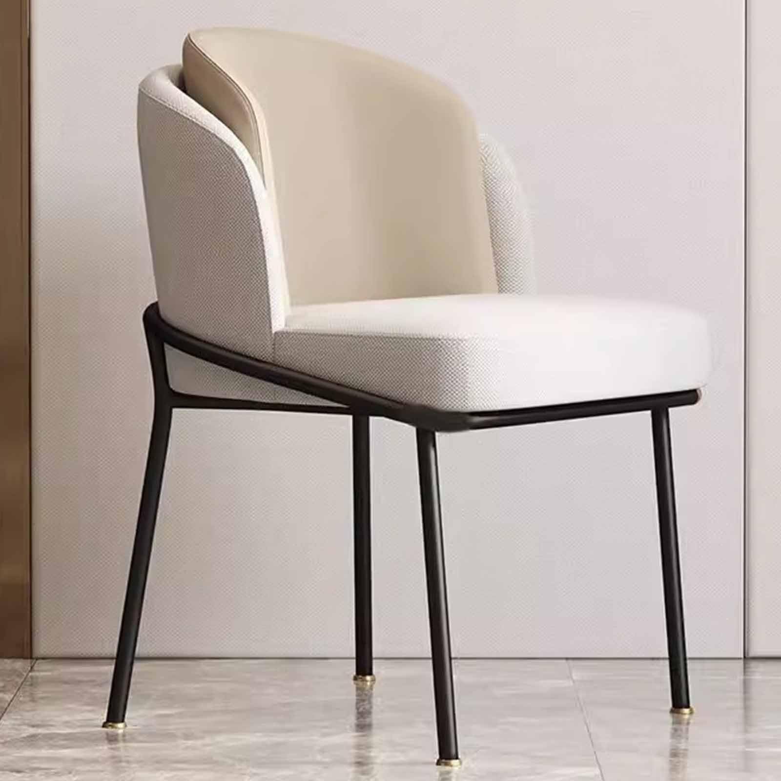 Chaise sans bras de salon moderne avec assise rembourrée et dossier incurvé ergonomique
