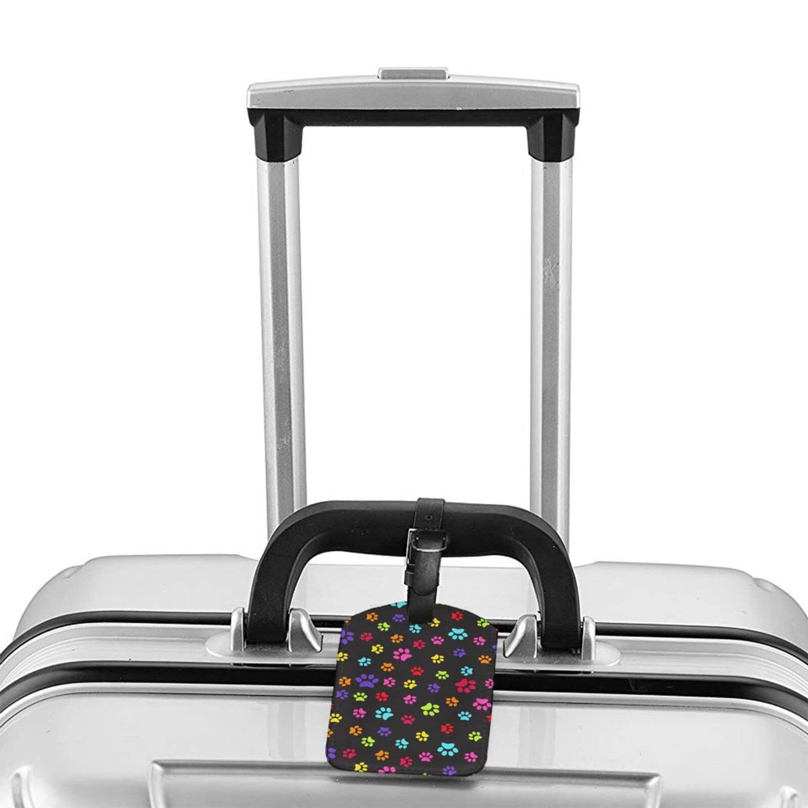 2 pezzi in pelle colorata cane zampa stampa bagagli etichette bagaglio da viaggio etichetta borsa