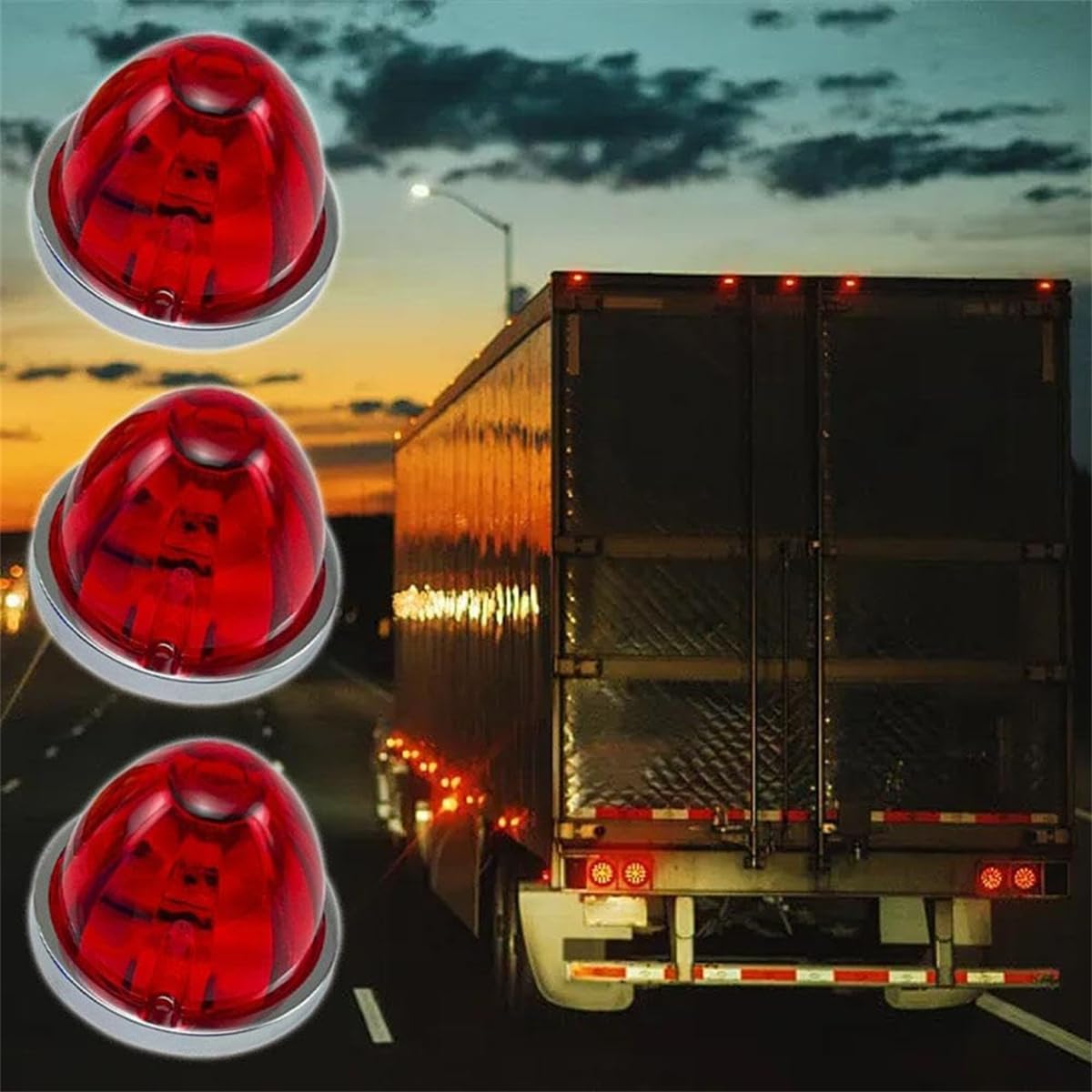 5PCS Watermelon Lights for Semi Truck,LED Light Indicator Side Marker Lamp,Trailer Side Marker Lights,Under Glow Wheel Light for Truck,Outline Water Melon Sides Markers for Motor with Bezel (Red)