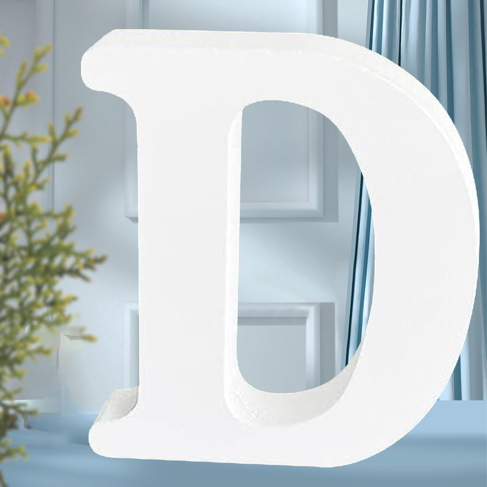 5ARTH 12 inch D White Wood Letters,Unfinished Wood Letters