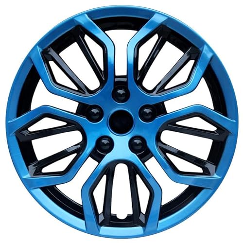 ILuvic ホイールカバー ホイールキャップ 車用 4枚入セット 汎用 14インチ 15インチ タイヤカバー ホイール傷を隠す 交換用 カッコいい 自動車装飾 取付簡単 スチールホイール用 (14インチ, ブラック&ブルー)