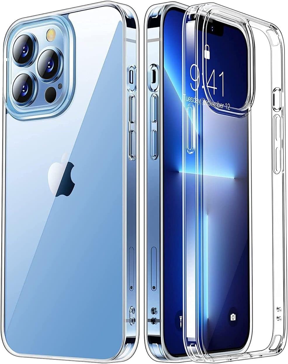 Coblue Clear Case Compatible with iPhone 13 Pro Case,Non-Yellowing Shockproof Protective Phone Case- Slim Thin