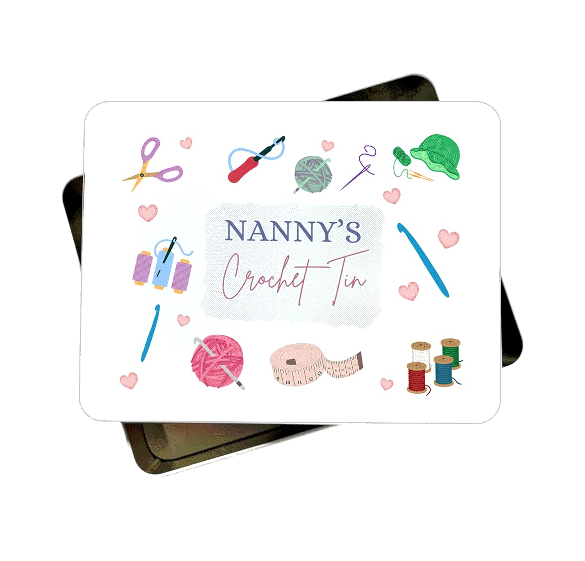 Maisie Moo Gifts Limited White Personalised Name Crochet Storage Tin Case Box
