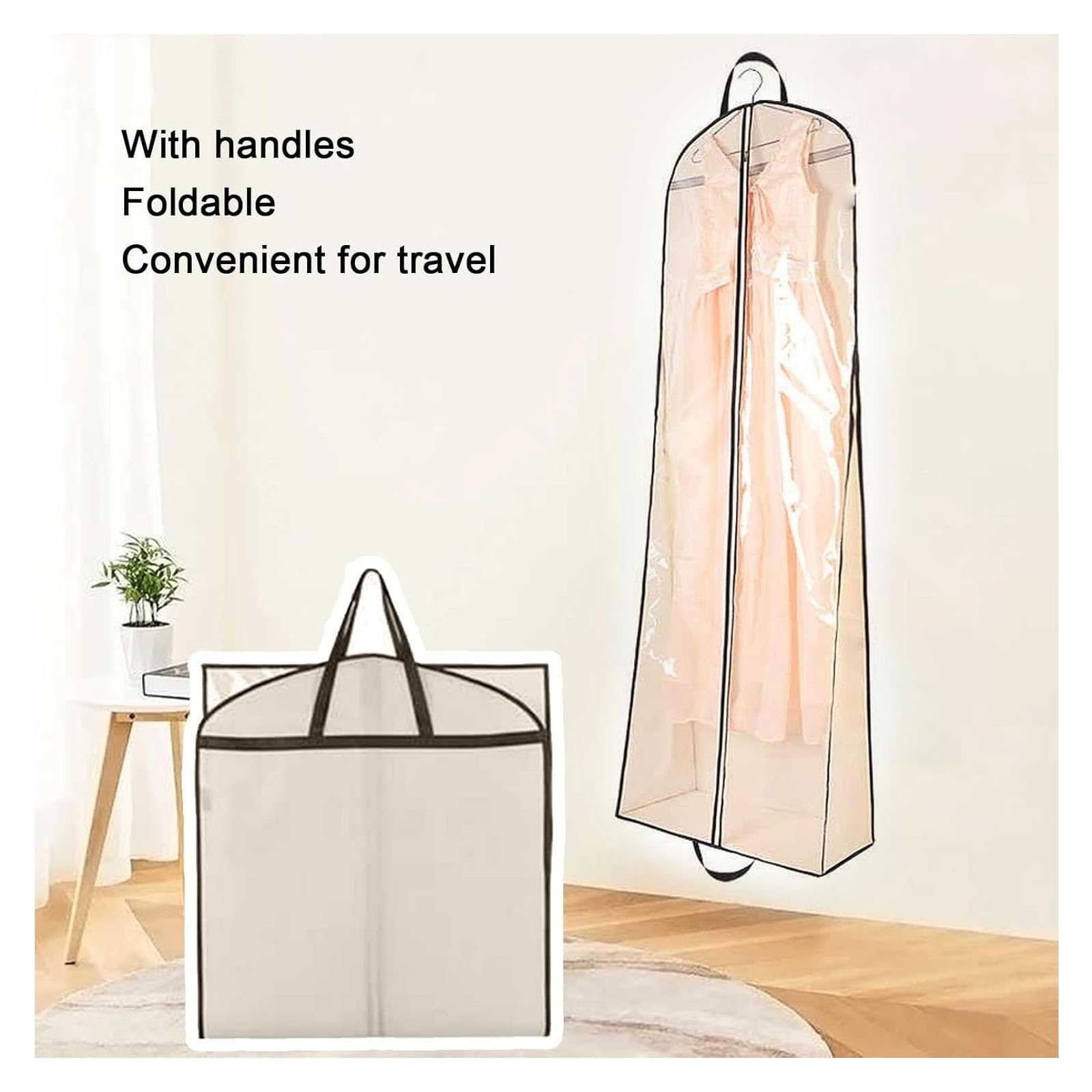 Custodia Copriabiti Antipolvere da Sposa, Traspirante e Trasparente Custodie per Abiti, Abiti da Sera, Completi, Cappotti(24x10x79in/60x25x200cm)
