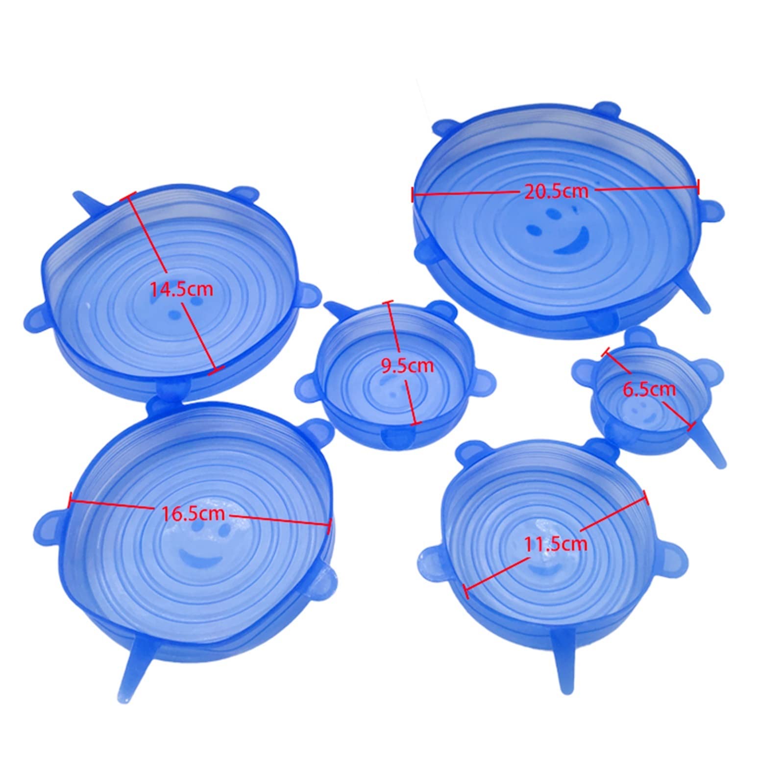 6 pezzi coperchi elastici in silicone riutilizzabili coperchio for pentole universale avvolgere coperchio for pentole coperchio in silicone padella accessori for la cucina coperchio for ciotola cibo(B