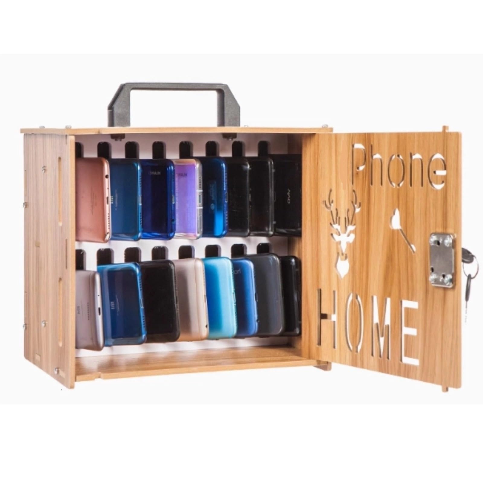 Armario para móviles 16/36 Compartimentos Armario para móviles de Madera para Estudiantes Caja con Cerradura Armario para móviles para empleados(16)