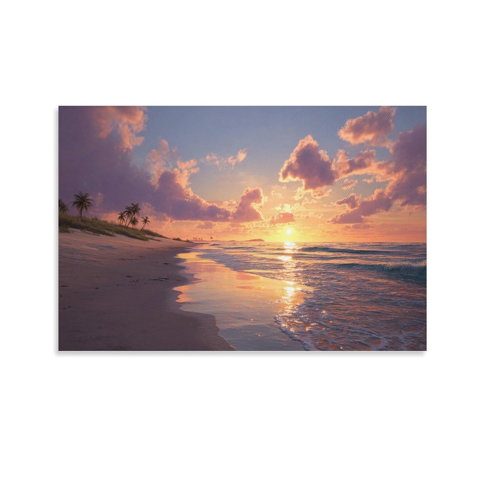 Nqhxlrudc Unframe-Style-11 Sunset Beach Canvas Wall Art Giclee Canvas Cultural Landscape Eclectic Wall Decor Cultural Landscape Artwork Natural For Living Room Bedroom 12X18inch(30X45cm)