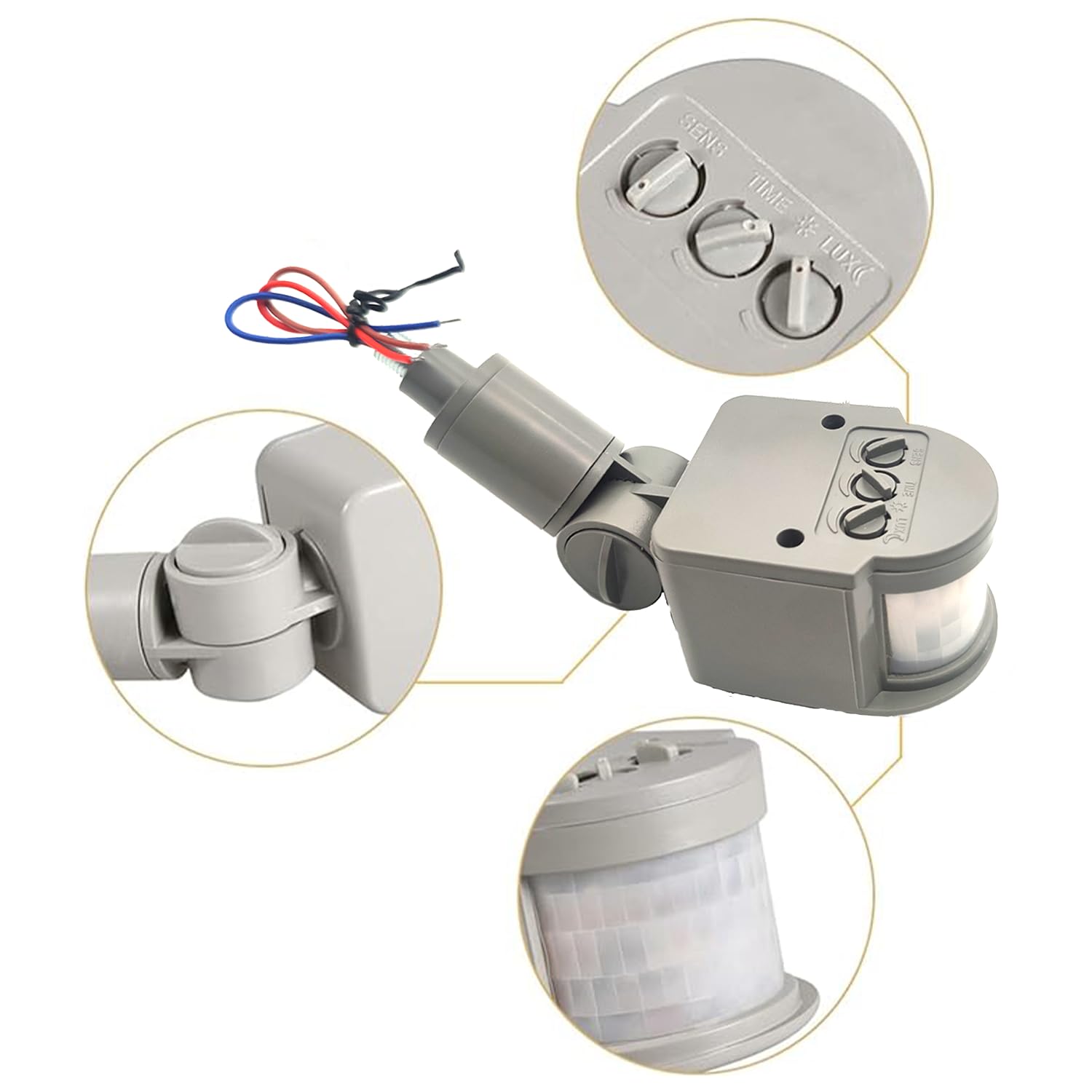 Détecteur de mouvement PIR, remplacement du détecteur de mouvement, AC 110-220 V, étanche pour extérieur, capteur de corps humain pour lumière LED, interrupteur automatique du crépuscule à