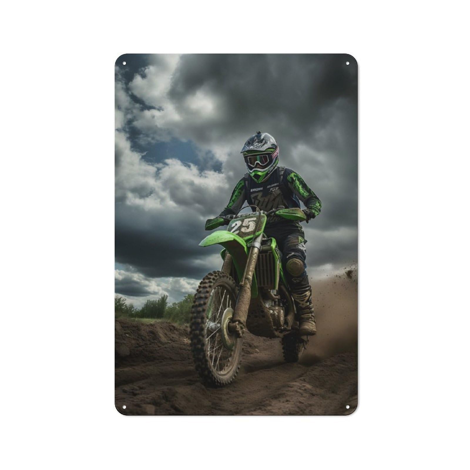 Retro Motocross Rider Metal Wall Plaque 30x20cm, Nostalgic Wall Art for Living Room, Hallway, Kitchen Or Cafe