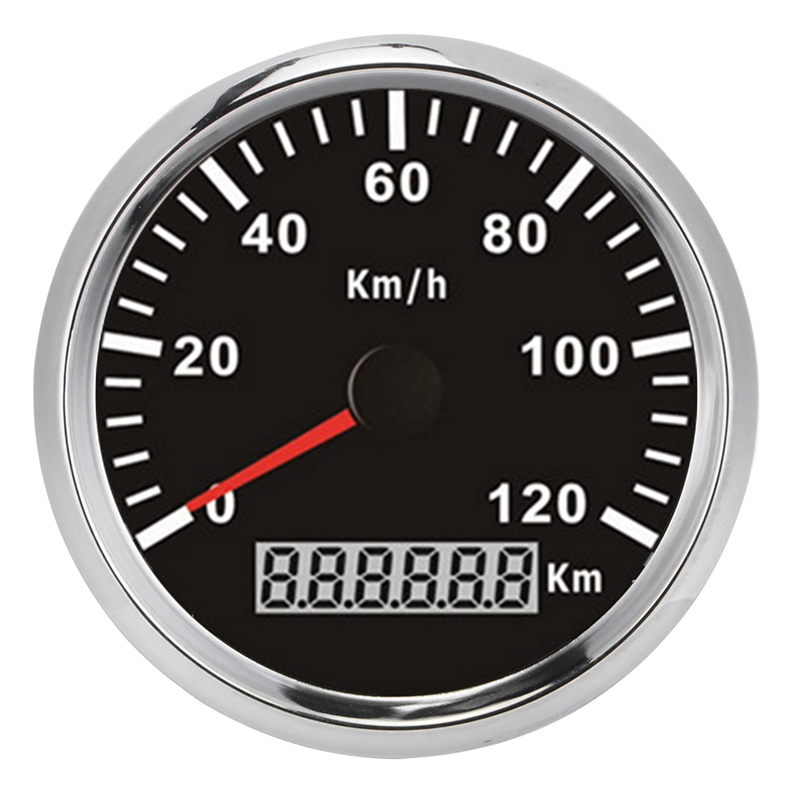 Velocímetro GPS universal Medidor antivaho impermeable 0 120 km H Pantalla de motor paso a paso de alta precisión para automóvil Camión Barco Motor Acero inoxidable Plástico (Cubierta plateada con