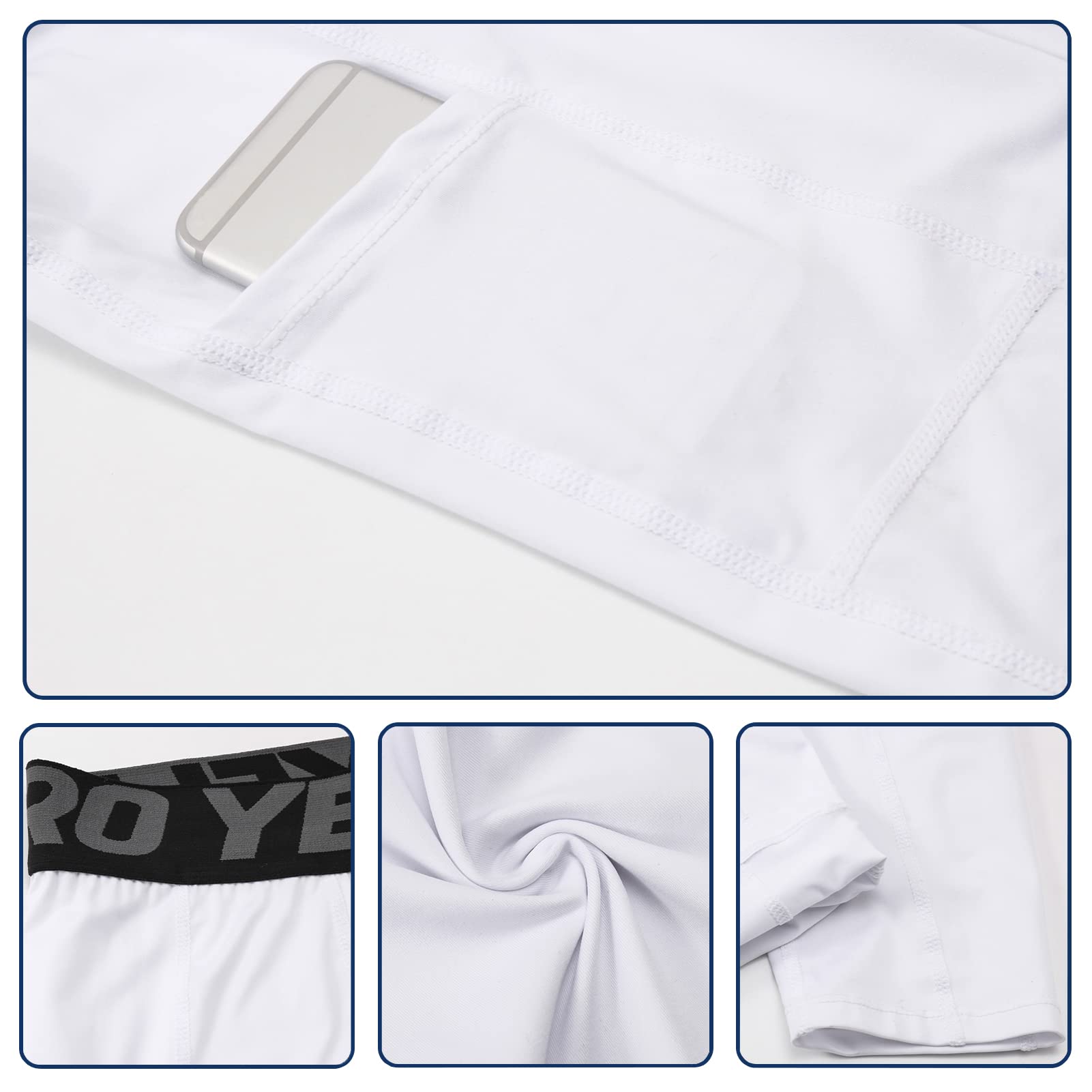 3er Pack Kompressionshose Herren 3/4 Laufhose mit Taschen,Männer Sport Leggings Funktionshose Tights